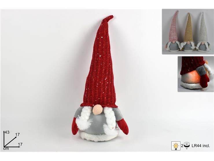 Gnomo di Natale 43cm con luce colori ass. in Oggettistica Save The Money - Rimini, commercioVirtuoso.it