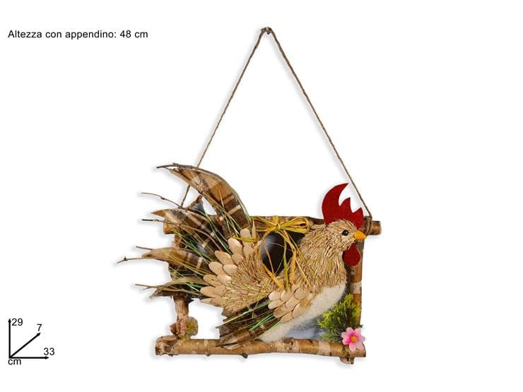 Appendino Gallina Quadretto Tronchi 33 cm