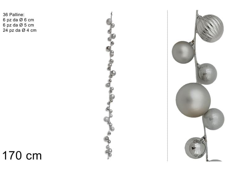 Ghirlanda 36 Palline 170cm Silver