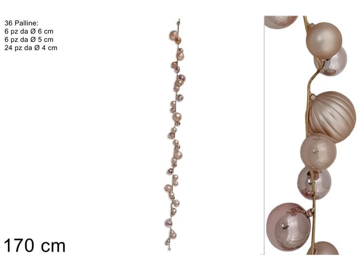 Ghirlanda 36 Palline 170cm Rosa in Palle e palline Save The Money - Rimini, commercioVirtuoso.it