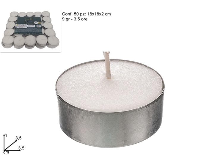 Candele Tealight/Lumini 50 Pezzi 9gr Bianco in Lumini Save The Money - Rimini, commercioVirtuoso.it