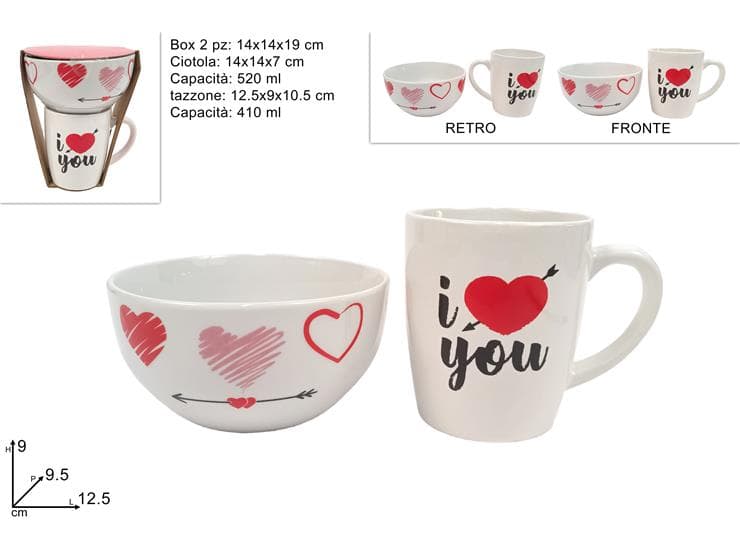 Tazzone 410ml Con Ciotola 520ml San Valentino in Tazze e tazzine da caffè Save The Money - Rimini, commercioVirtuoso.it