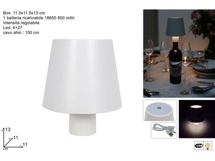 Lampada per Bottiglie a Led 4 + 27 Ricaricabile Bianco