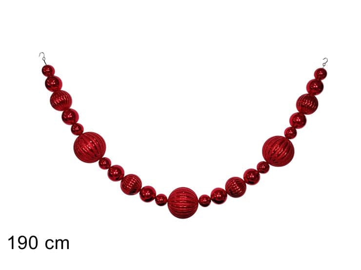 Ghirlanda 23 Palline 190cm Rosso in Palle e palline Save The Money - Rimini, commercioVirtuoso.it