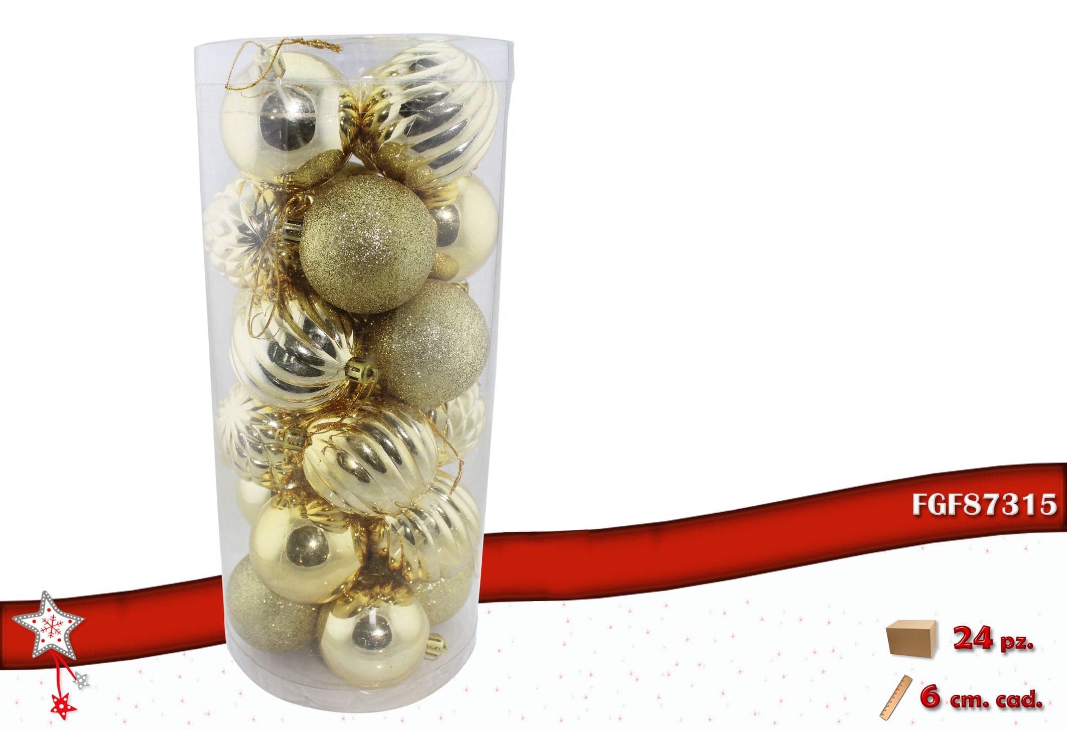 Confezione 24 Palline Colore Oro