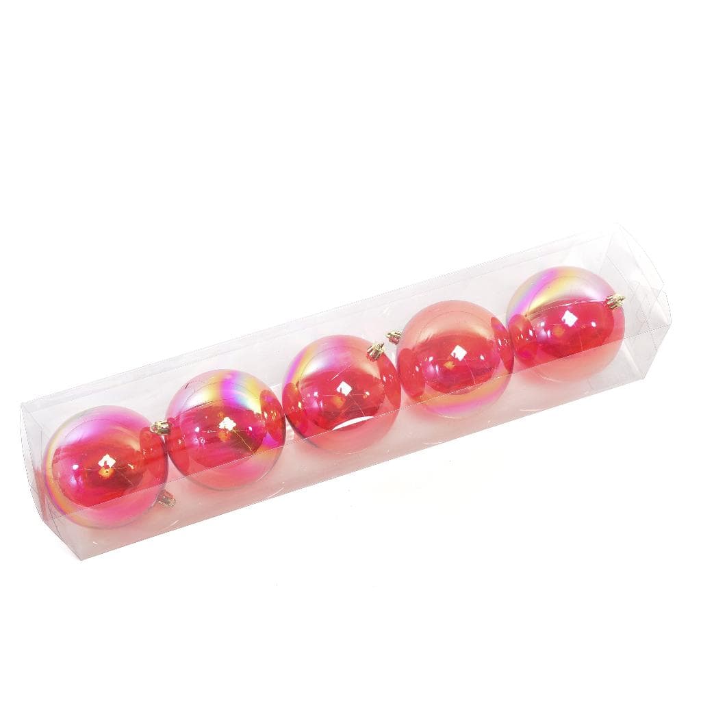 5 Palle Iridescenti Flame Diametro 10cm 49x10x10cm