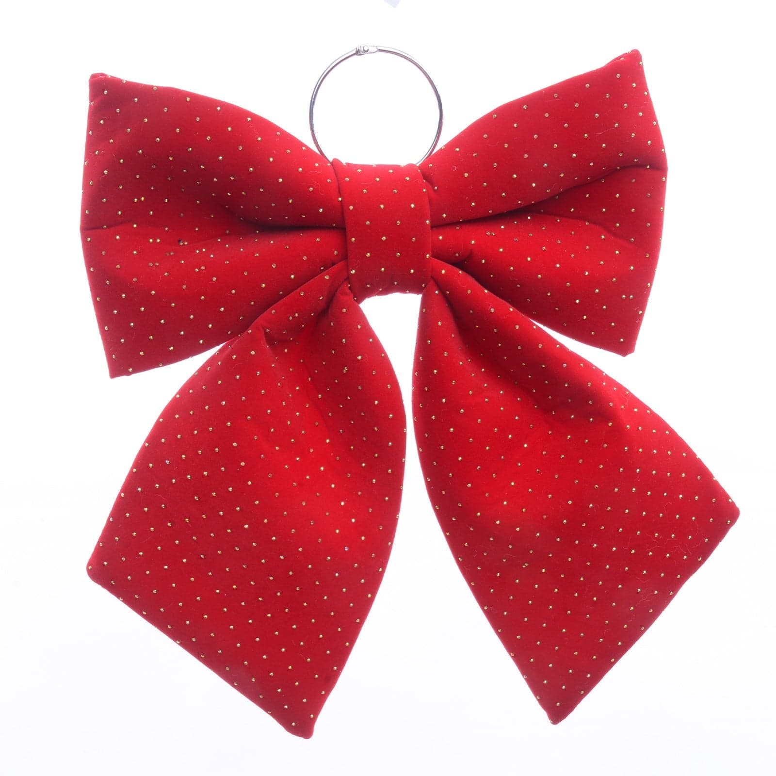 Fiocco di natale imbottito in tessuto con brillantini decorazione natalizia per albero e dietro porta in Fiocchi e nastri MagiediNatale.it - Altamura, commercioVirtuoso.it