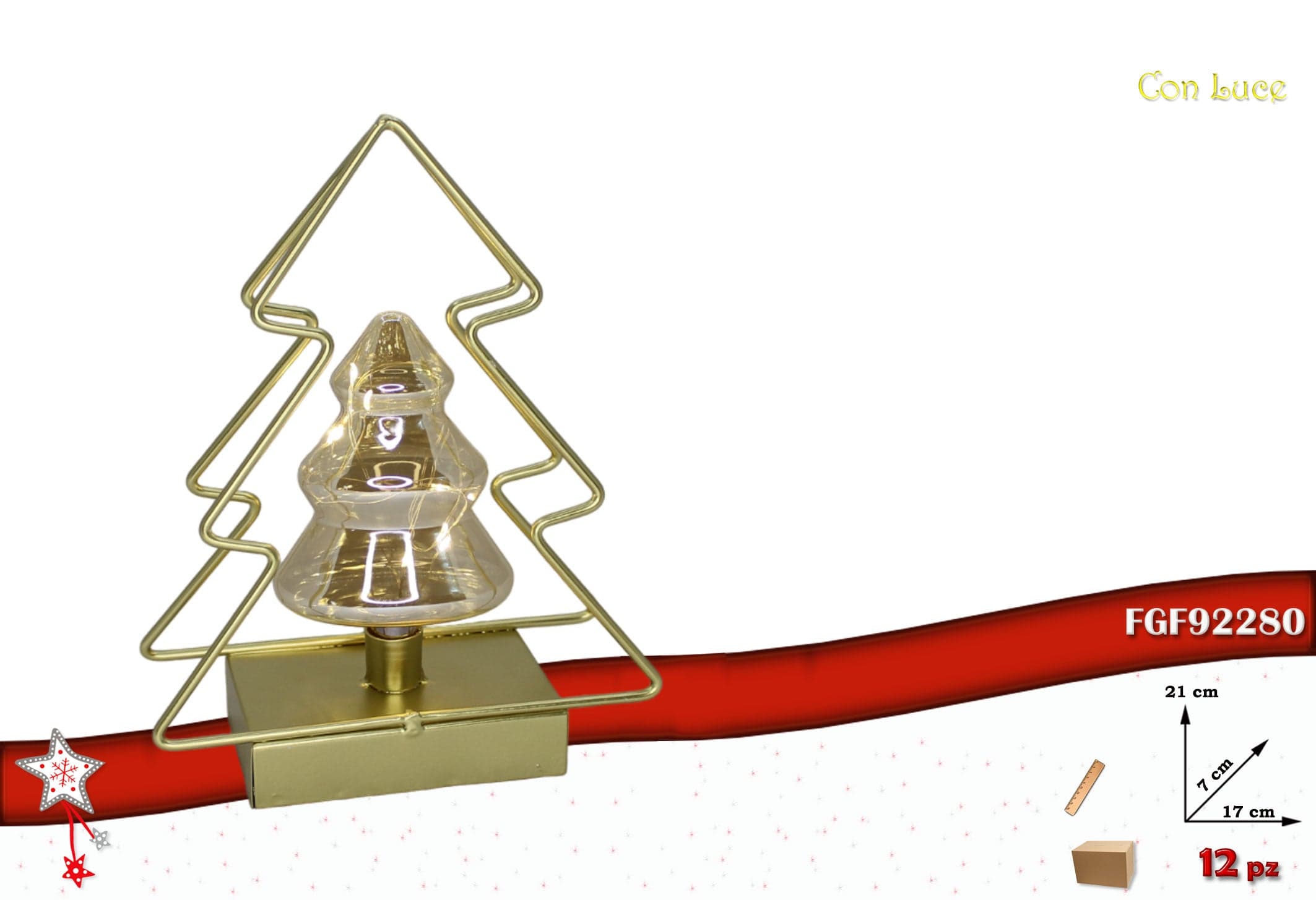 Albero Metallo con Luce Colore Oro