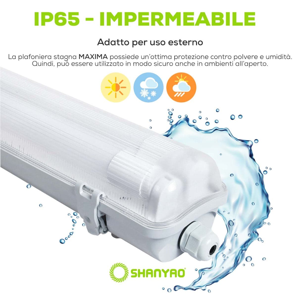 SHANYAO - PLAFONIERA STAGNA MAXIMA 2X150 in Plafoniere Stockdoc - Terni, commercioVirtuoso.it