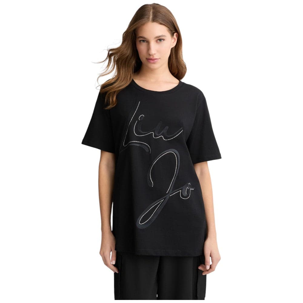 Liu Jo t-shirt nera logo strass TA5174JS923 M9132 T-shirt Liu Jo