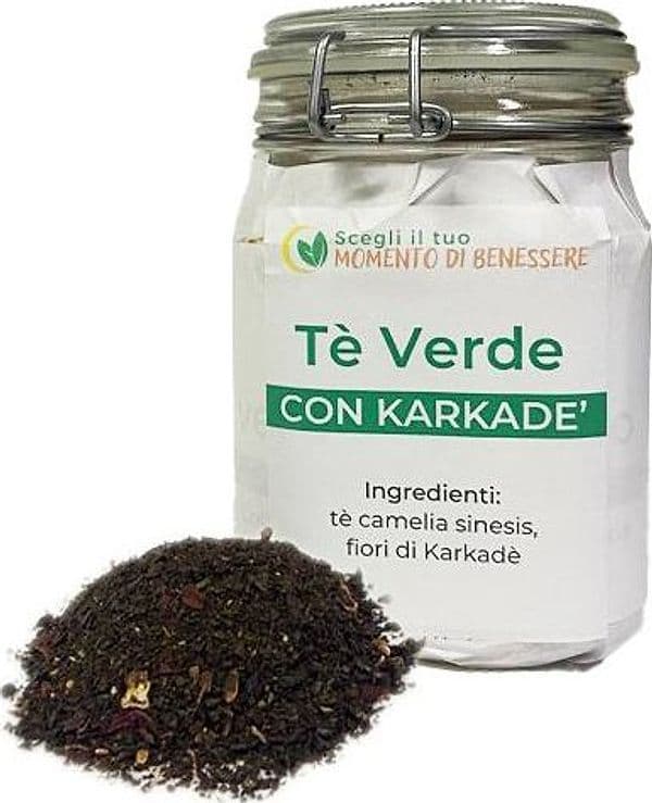 Tè verde con karkadè te nero e bancha camelia sinensis con karkadè dona energia anti stress meno teina 50g