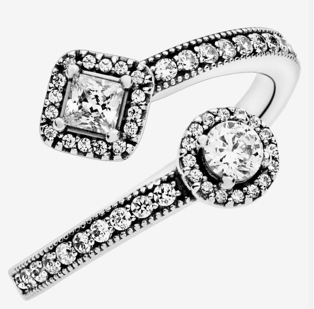 Pandora anello aperto con pietra rotonda e quadrata in Anelli Alba Gioielli - Casoria, commercioVirtuoso.it