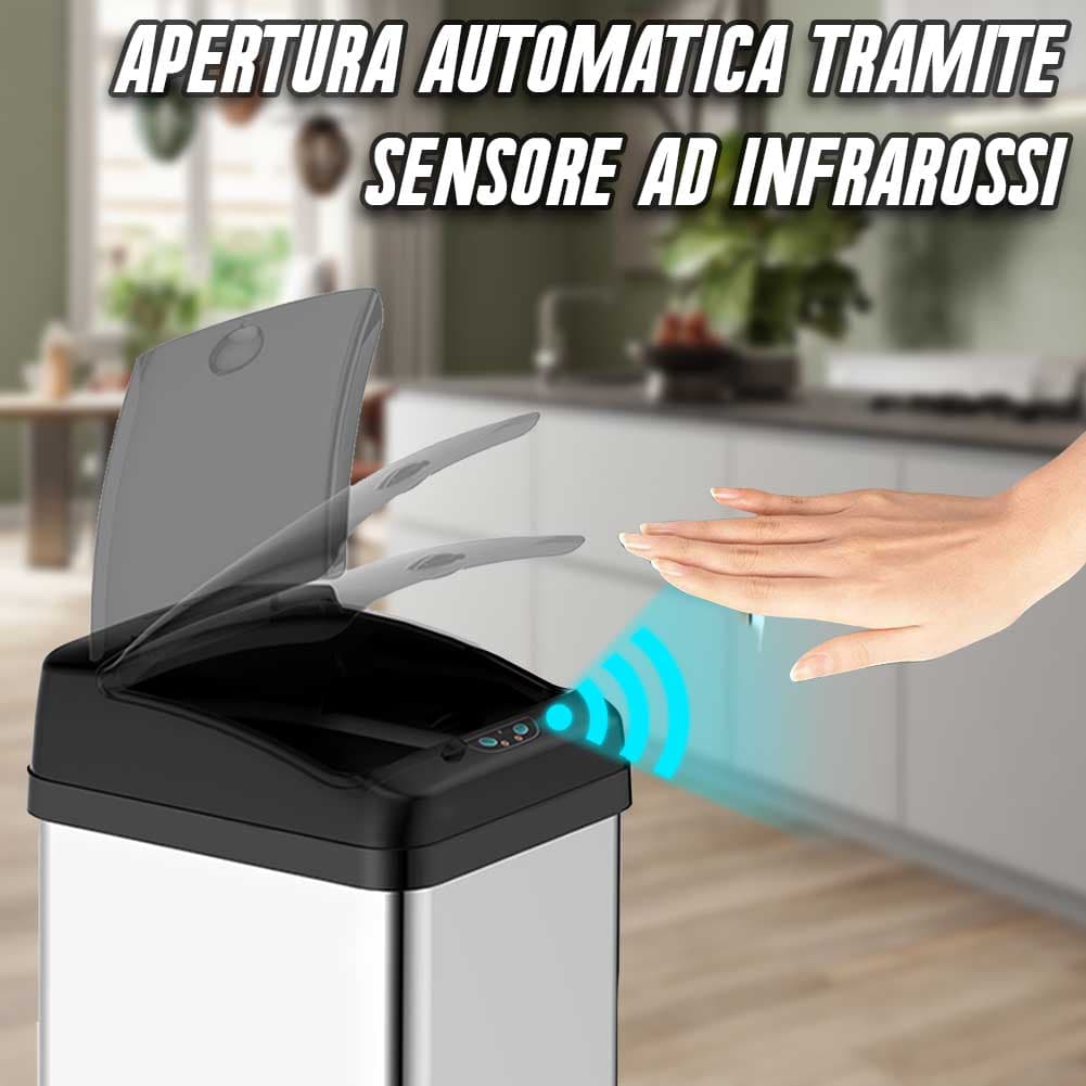 Pattumiera in Acciaio Abs e PP con Sensore 58LT Automatica 32x27 H 82 cm Silver Nero in Pattumiere da cucina Danyx - Casoria, commercioVirtuoso.it