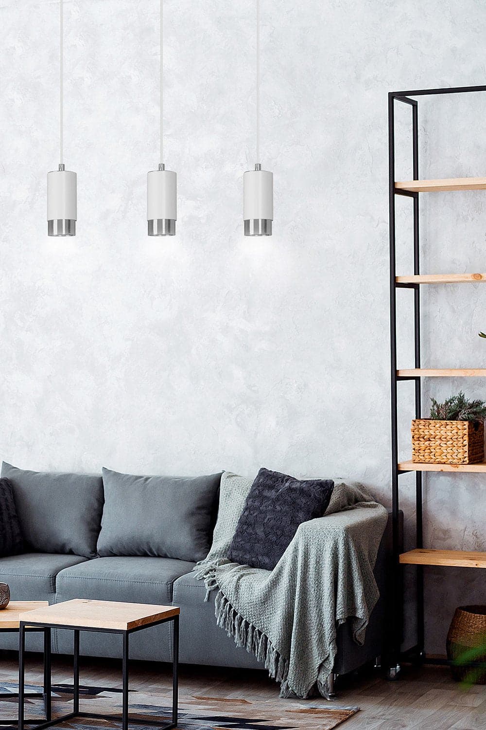 Lampadario 3 Luci Fumiko Con Cilindri In Acciaio Bianco E Cromo in Lampade a sospensione LuceArt - Montecorvino Pugliano, commercioVirtuoso.it