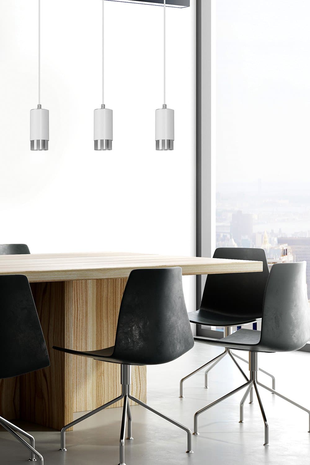 Lampadario 3 Luci Fumiko Con Cilindri In Acciaio Bianco E Cromo in Lampade a sospensione LuceArt - Montecorvino Pugliano, commercioVirtuoso.it