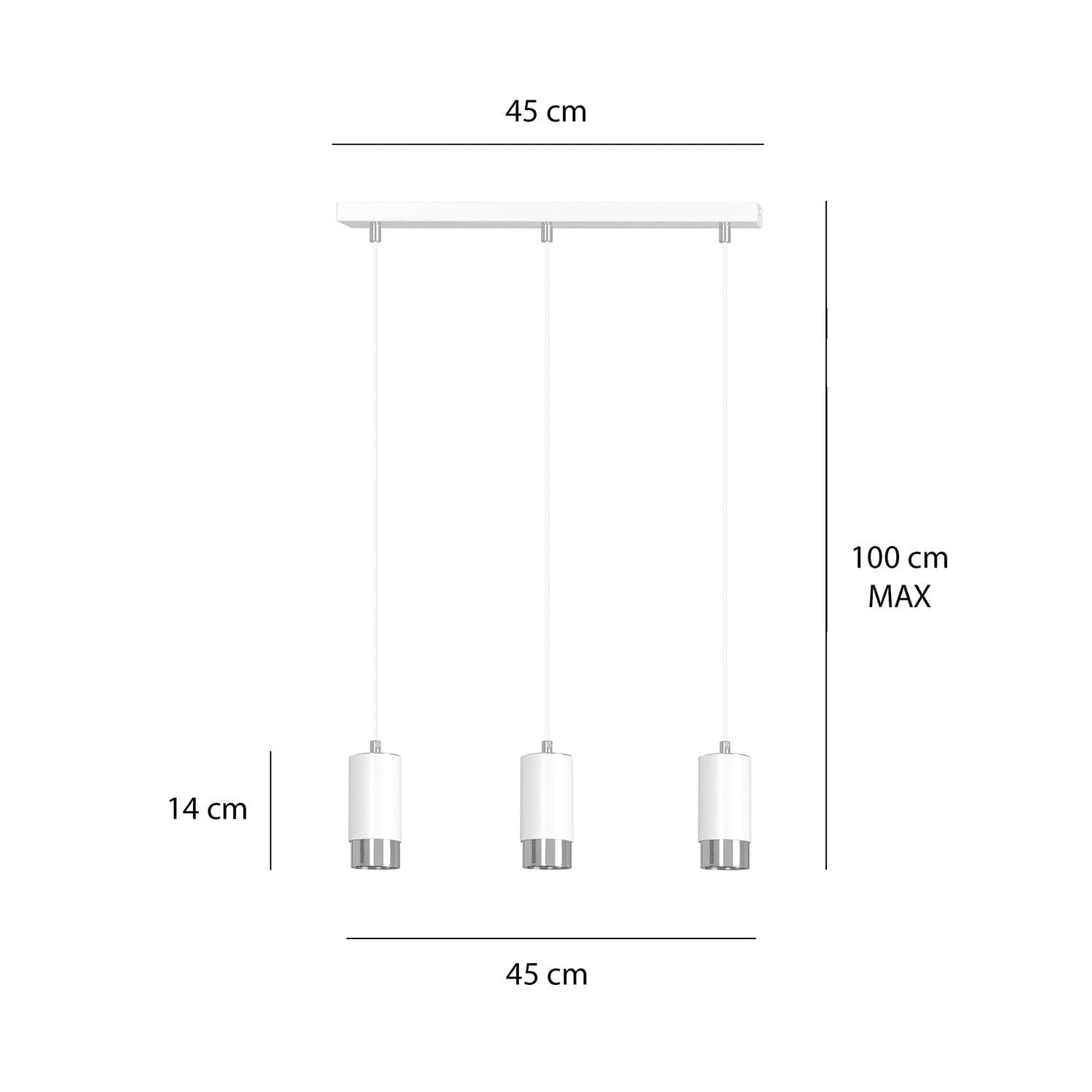 Lampadario 3 Luci Fumiko Con Cilindri In Acciaio Bianco E Cromo in Lampade a sospensione LuceArt - Montecorvino Pugliano, commercioVirtuoso.it