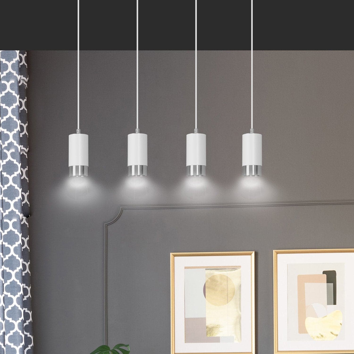 Lampadario 4 Luci Fumiko Con Cilindri In Acciaio Bianco E Cromo in Lampade a sospensione LuceArt - Montecorvino Pugliano, commercioVirtuoso.it