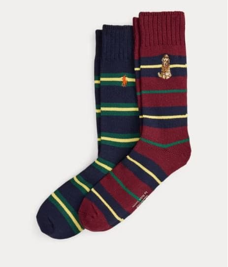 Calze ! Ralph Lauren - Set Due Paia Calze: Invernali-Cani e a Righe - Stile Inconfondibile
