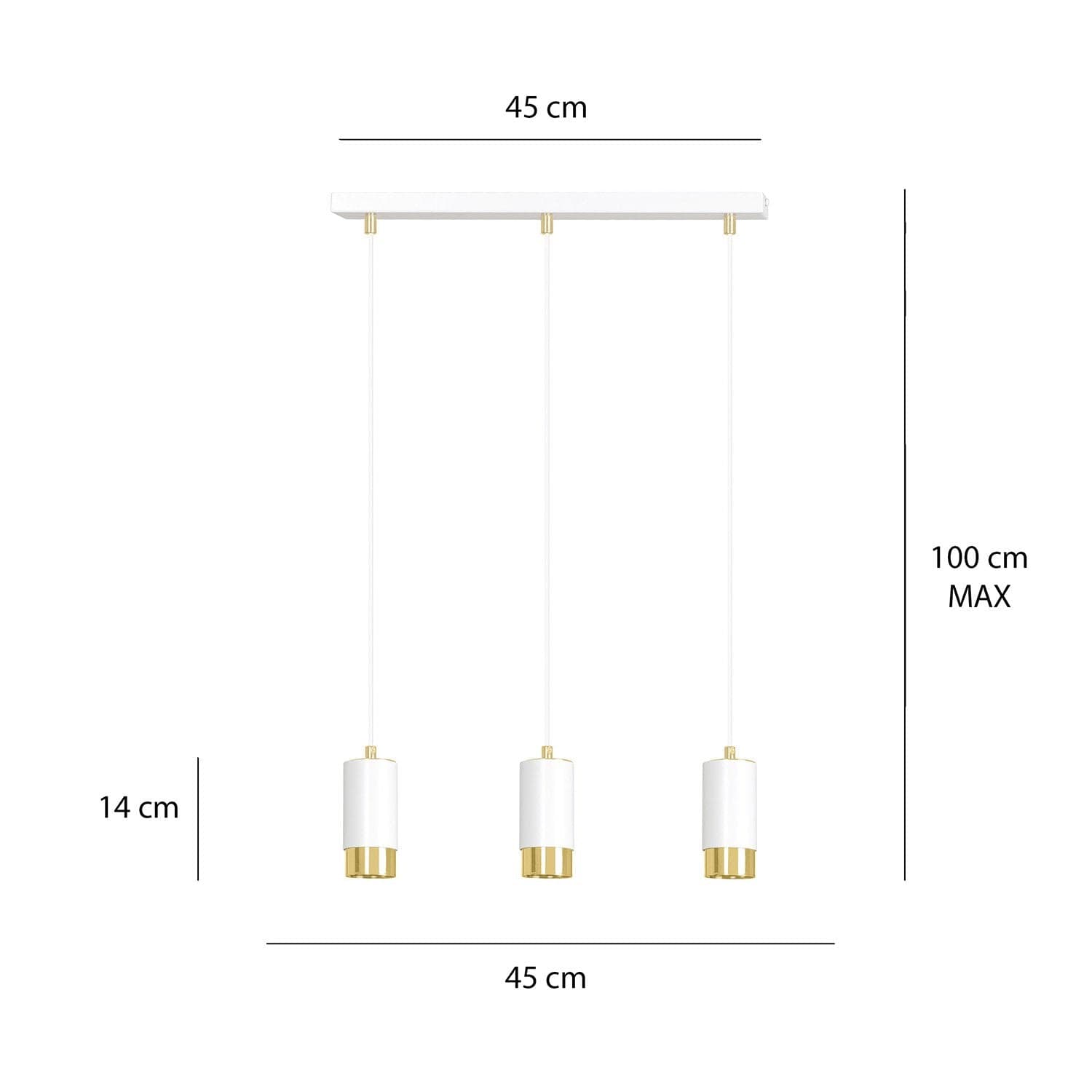 Lampadario 3 Luci Fumiko Con Cilindri In Acciaio Bianco E Oro in Lampadari LuceArt - Montecorvino Pugliano, commercioVirtuoso.it