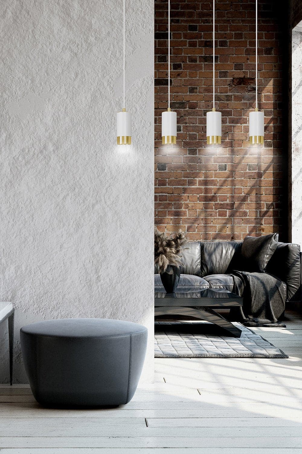 Lampadario 4 Luci Fumiko Con Cilindri In Acciaio Bianco E Oro in Lampade a sospensione LuceArt - Montecorvino Pugliano, commercioVirtuoso.it