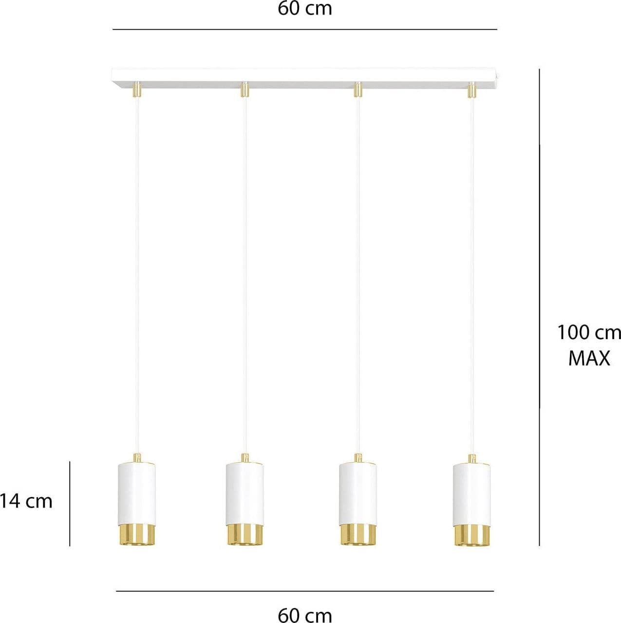 Lampadario 4 Luci Fumiko Con Cilindri In Acciaio Bianco E Oro in Lampade a sospensione LuceArt - Montecorvino Pugliano, commercioVirtuoso.it