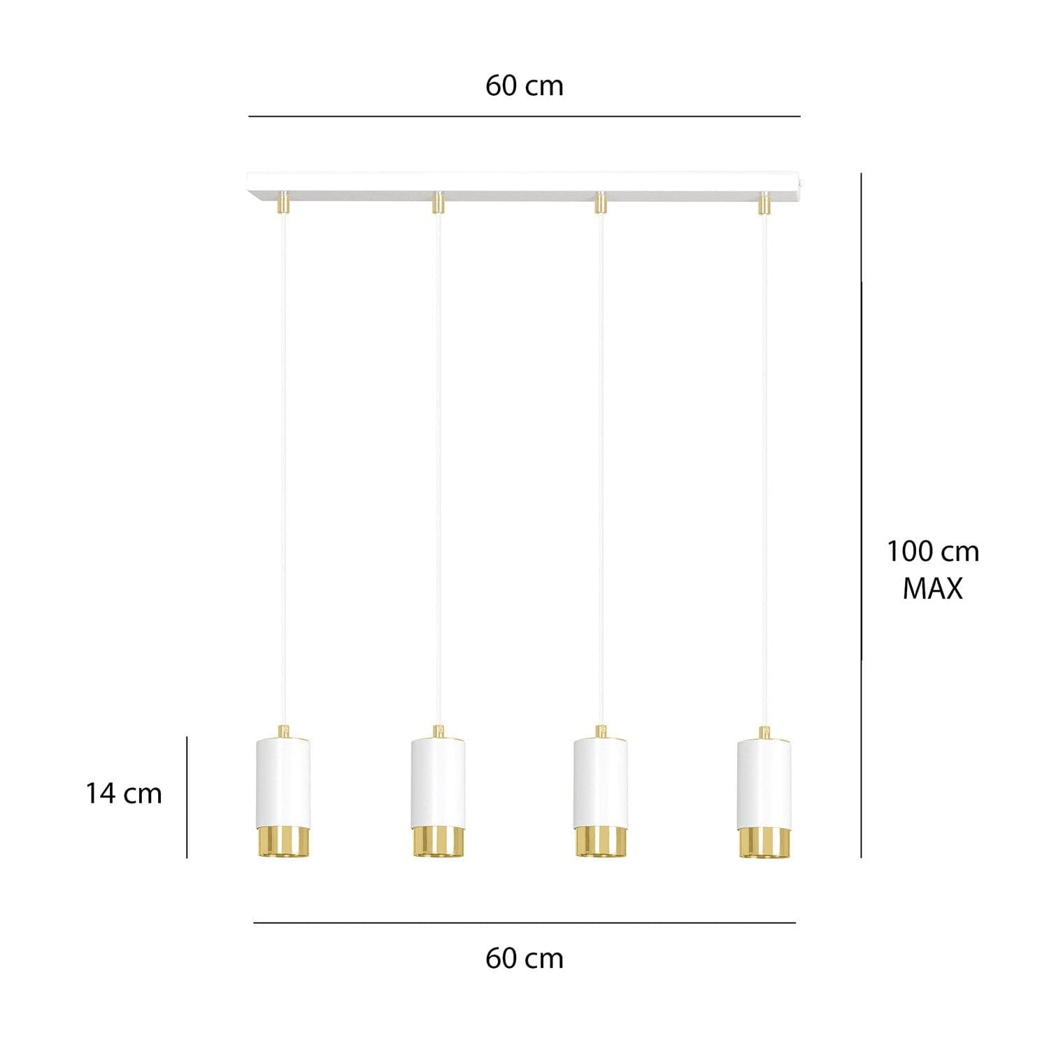 Lampadario 4 Luci Fumiko Con Cilindri In Acciaio Bianco E Oro in Lampade a sospensione LuceArt - Montecorvino Pugliano, commercioVirtuoso.it
