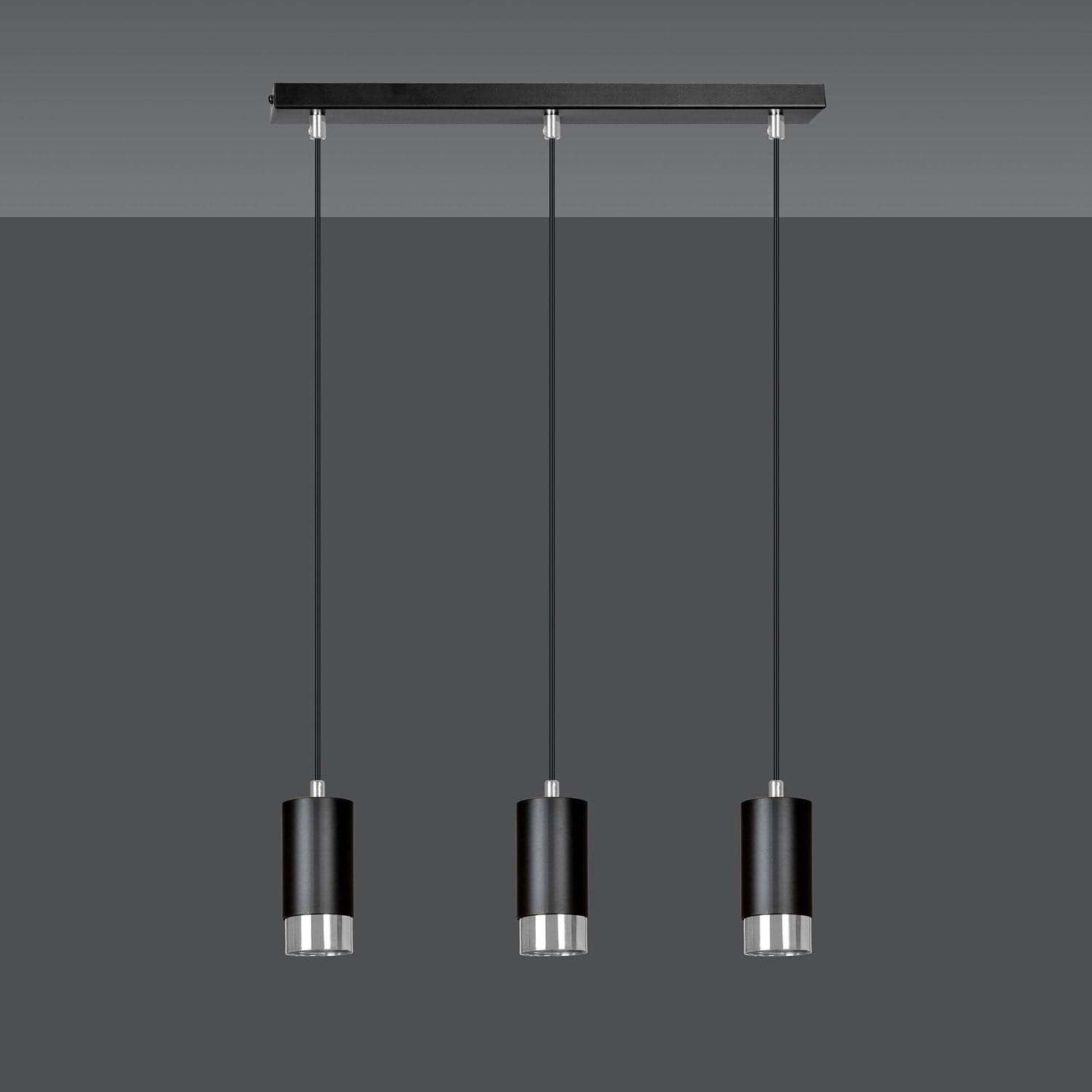 Lampadario 3 Luci Fumiko Con Cilindri In Acciaio Nero E Cromo in Lampade a sospensione LuceArt - Montecorvino Pugliano, commercioVirtuoso.it