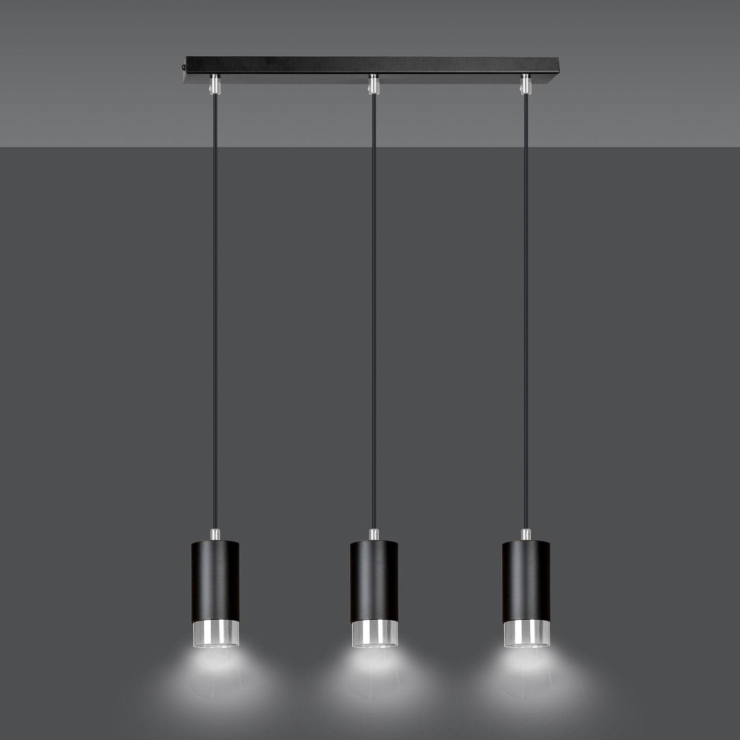 Lampadario 3 Luci Fumiko Con Cilindri In Acciaio Nero E Cromo in Lampade a sospensione LuceArt - Montecorvino Pugliano, commercioVirtuoso.it