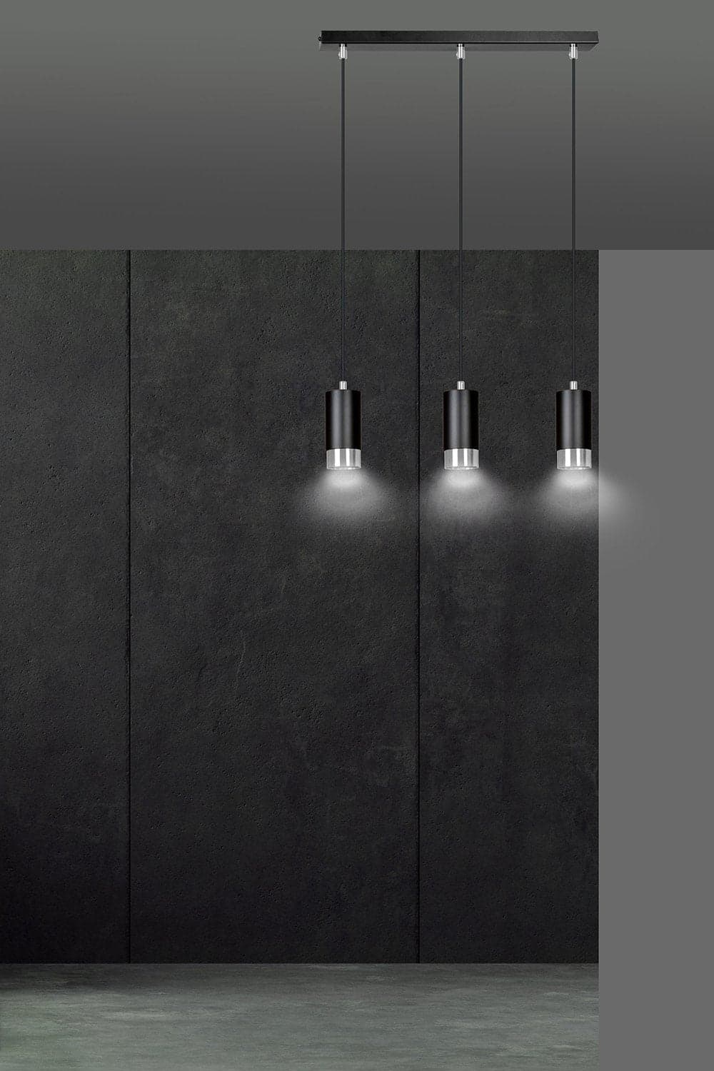 Lampadario 3 Luci Fumiko Con Cilindri In Acciaio Nero E Cromo in Lampade a sospensione LuceArt - Montecorvino Pugliano, commercioVirtuoso.it