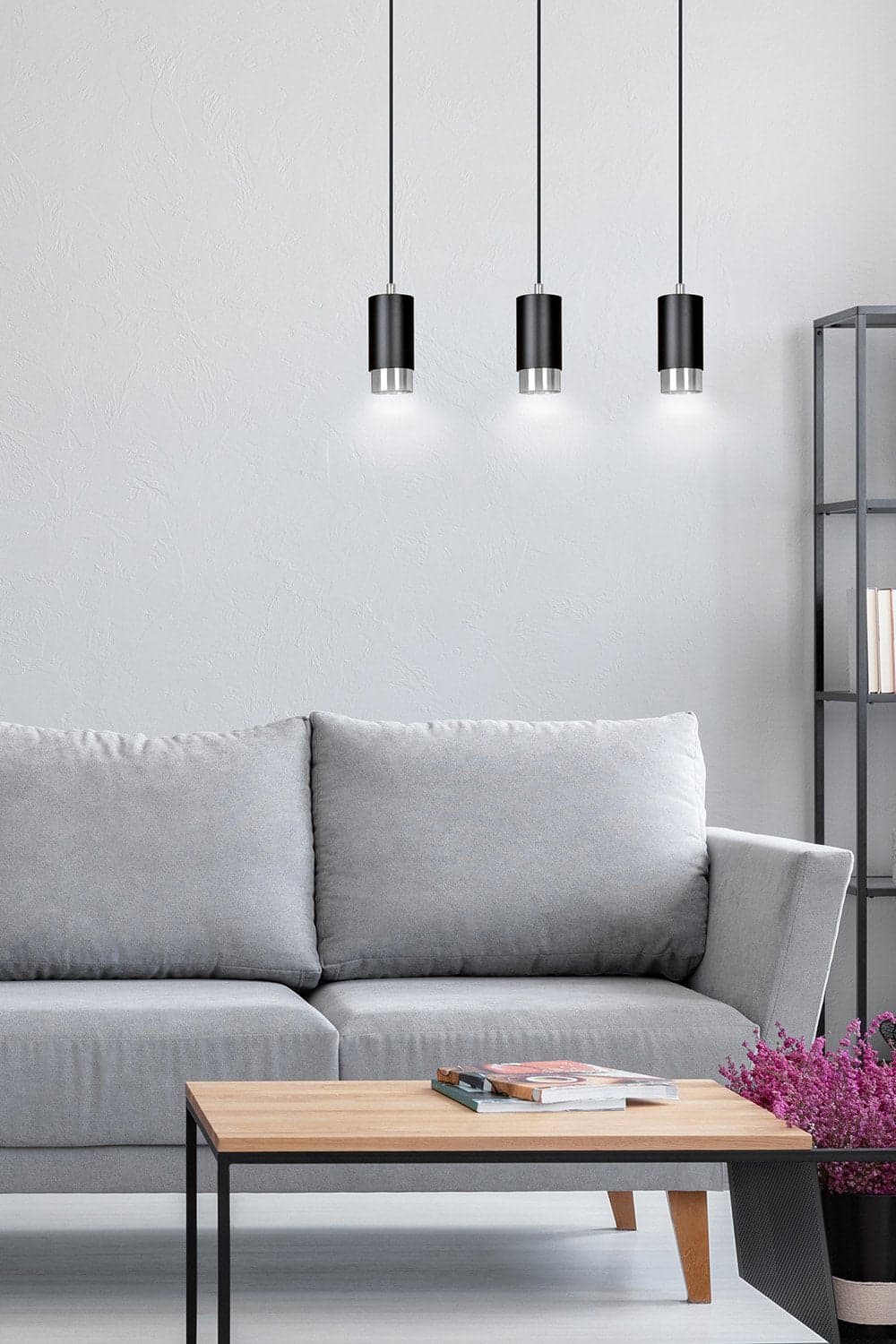 Lampadario 3 Luci Fumiko Con Cilindri In Acciaio Nero E Cromo in Lampade a sospensione LuceArt - Montecorvino Pugliano, commercioVirtuoso.it