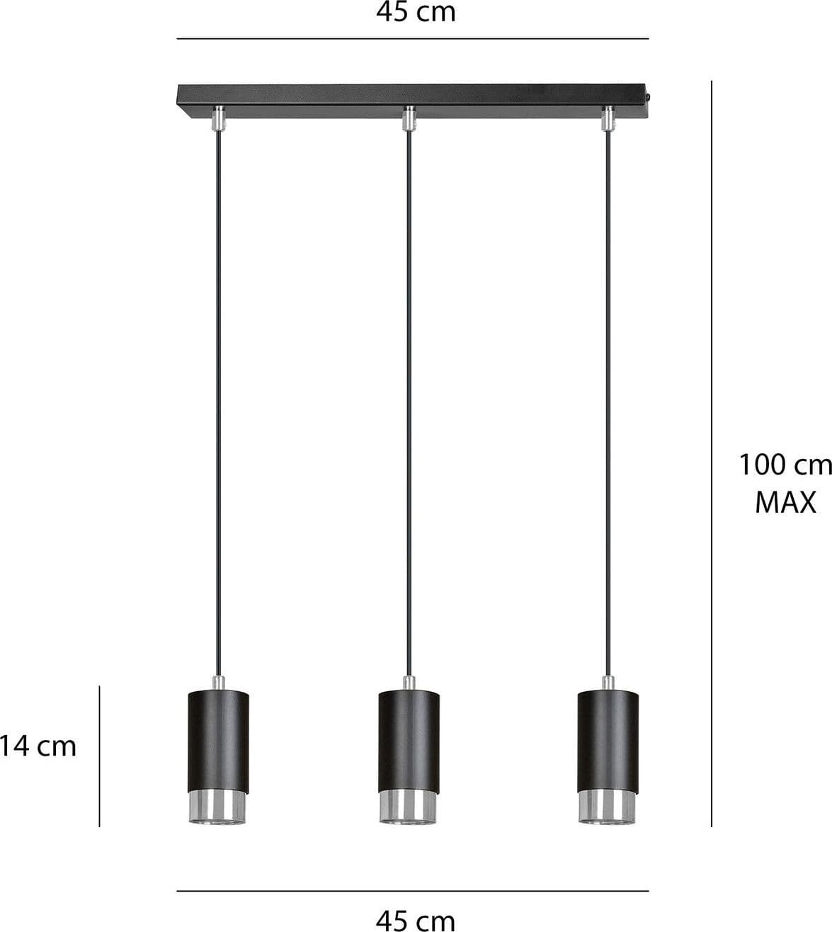 Lampadario 3 Luci Fumiko Con Cilindri In Acciaio Nero E Cromo in Lampade a sospensione LuceArt - Montecorvino Pugliano, commercioVirtuoso.it
