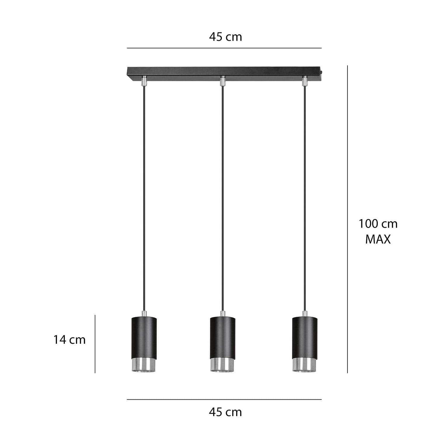 Lampadario 3 Luci Fumiko Con Cilindri In Acciaio Nero E Cromo in Lampade a sospensione LuceArt - Montecorvino Pugliano, commercioVirtuoso.it