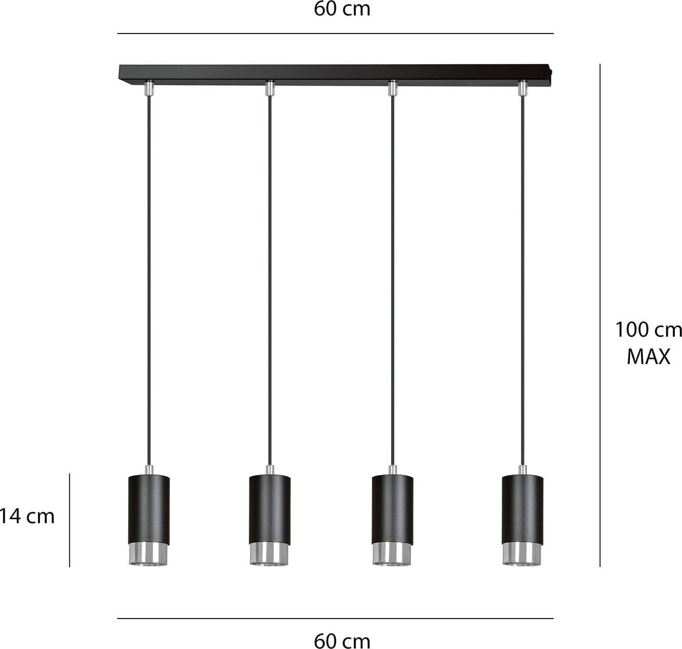 Lampadario 4 Luci Fumiko Con Cilindri In Acciaio Nero E Cromo in Lampade a sospensione LuceArt - Montecorvino Pugliano, commercioVirtuoso.it