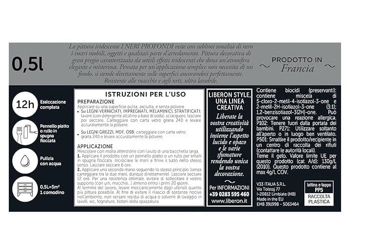LIBERON - PITTURA IRIDESCENTE I NERI PROFONDI NUOVO NERO BLU BRILLANTE 500ML in Vernice per mobili Stockdoc - Terni, commercioVirtuoso.it