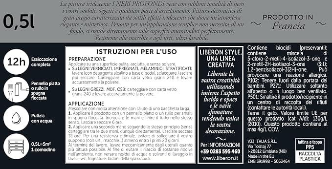 LIBERON - PITTURA IRIDESCENTE I NERI PROFONDI NUOVO NERO ROSSO OPACO 500ML in Vernice per mobili Stockdoc - Terni, commercioVirtuoso.it