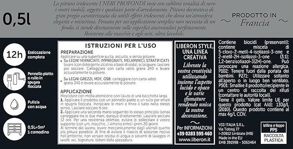 LIBERON - PITTURA IRIDESCENTE I NERI PROFONDI NUOVO NERO VIOLA BRILLANTE 500ML in Vernice per mobili Stockdoc - Terni, commercioVirtuoso.it
