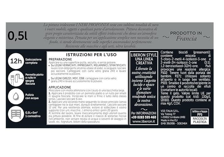 LIBERON - PITTURA IRIDESCENTE I NERI PROFONDI NUOVO NERO BLU OPACO 500ML in Vernice per mobili Stockdoc - Terni, commercioVirtuoso.it