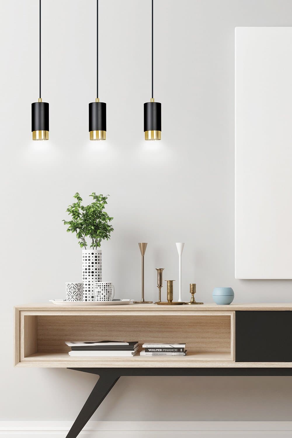 Lampadario 3 Luci Fumiko Con Cilindri In Acciaio Nero E Oro in Lampade a sospensione LuceArt - Montecorvino Pugliano, commercioVirtuoso.it