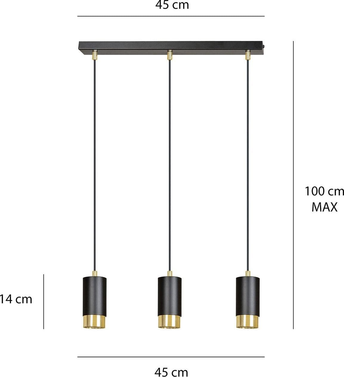 Lampadario 3 Luci Fumiko Con Cilindri In Acciaio Nero E Oro in Lampade a sospensione LuceArt - Montecorvino Pugliano, commercioVirtuoso.it