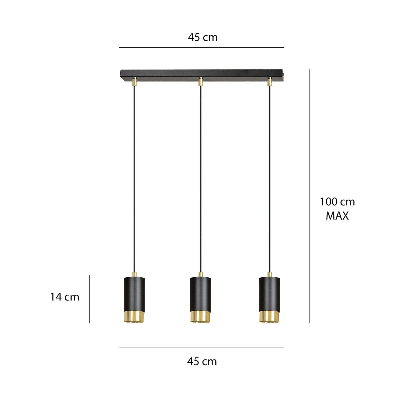 Lampadario 3 Luci Fumiko Con Cilindri In Acciaio Nero E Oro in Lampade a sospensione LuceArt - Montecorvino Pugliano, commercioVirtuoso.it