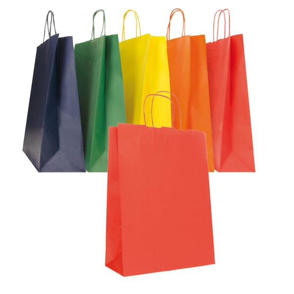 Blister 25 Shoppers Carta Kraft 18X8X24Cm Twisted Col.Ass. Aut/Inv Mainetti Bags
