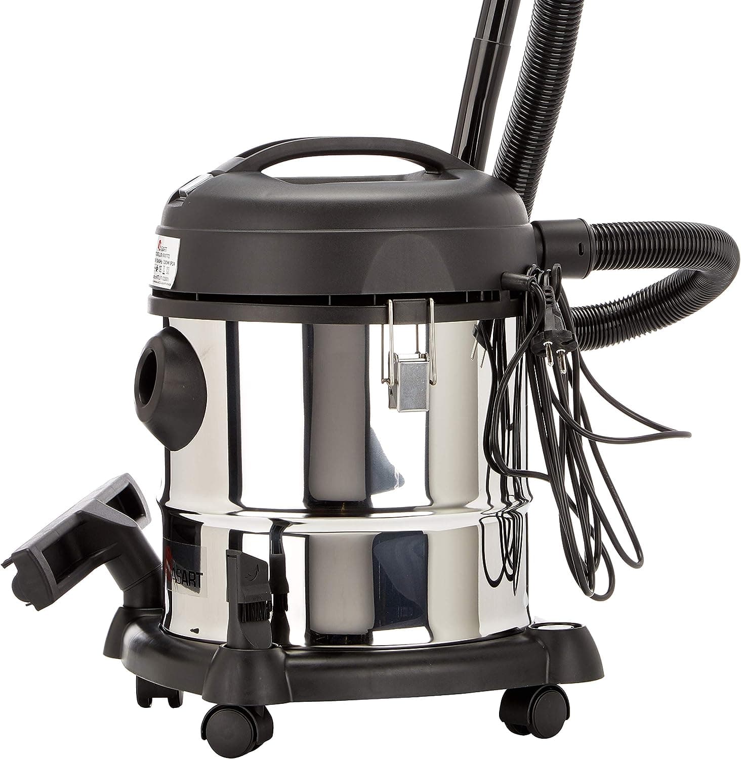 Bidone "Kasart" aspira liquidi e solidi in acciaio inox, 20 litri, da 1200 W in Aspirapolvere verticale La Zappa - Altamura, commercioVirtuoso.it