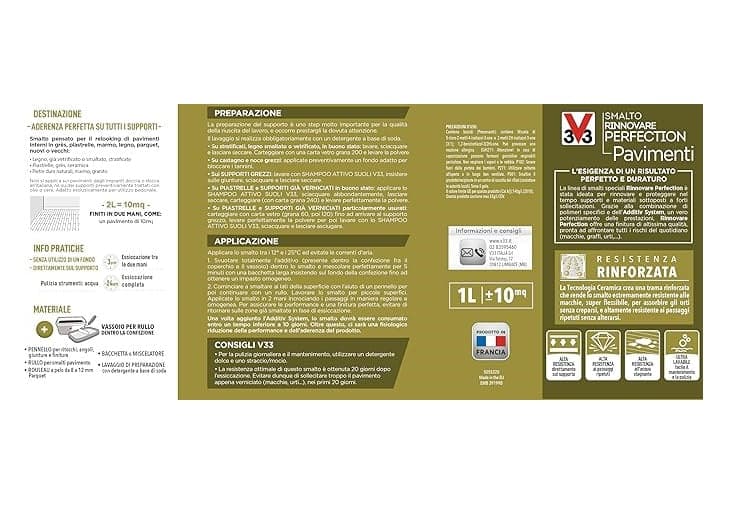 V33 - SMALTO RINNOVARE PERFECTION PAVIMENTI 750ML GRIGIO CARBONATO SATINATO in Vernice Stockdoc - Terni, commercioVirtuoso.it