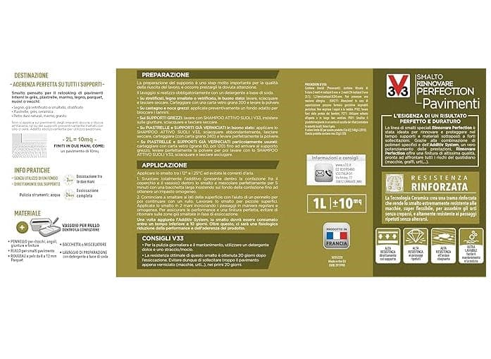 V33 - SMALTO RINNOVARE PERFECTION PAVIMENTI 750ML BIANCO SATINATO in Vernice Stockdoc - Terni, commercioVirtuoso.it