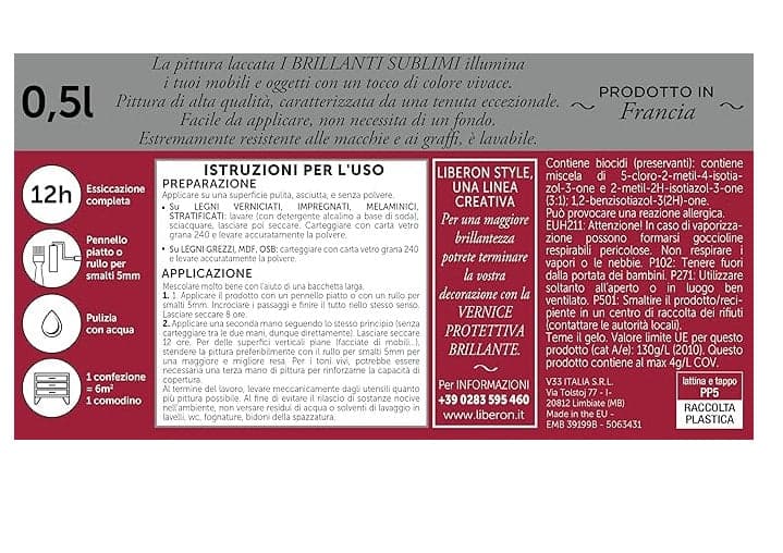 LIBERON - PITTURA LACCATA I BRILLANTI SUBLIMI NERO ASSOLUTO 500ML in Vernice per mobili Stockdoc - Terni, commercioVirtuoso.it