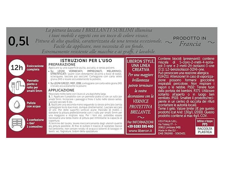 LIBERON - PITTURA LACCATA I BRILLANTI SUBLIMI GRIGIO 500ML in Vernice per mobili Stockdoc - Terni, commercioVirtuoso.it