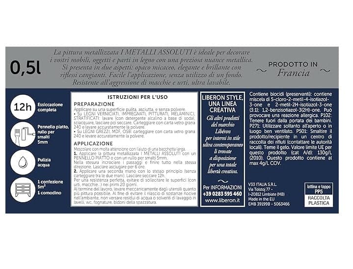 LIBERON - PITTURA METALLIZZATA I METALLI ASSOLUTI GHISA BRILLANTE 500ML in Vernice per mobili Stockdoc - Terni, commercioVirtuoso.it