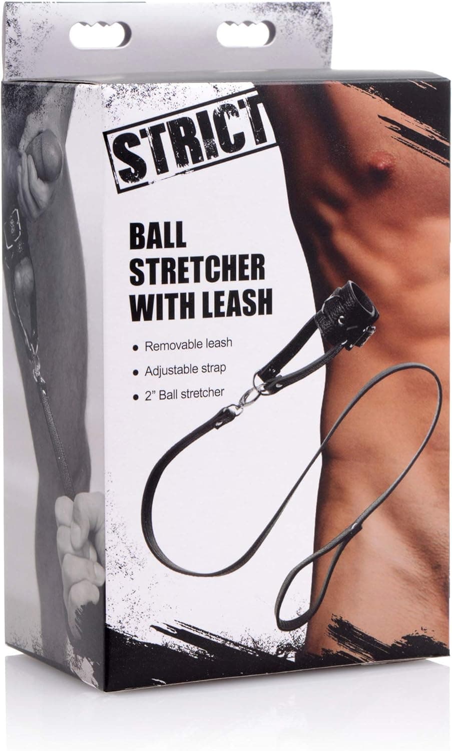 Collare e guinzaglio per testicoli bondage nero ecopelle per tirare BDSM fetish in prodotto Erosdom - Palmi, commercioVirtuoso.it