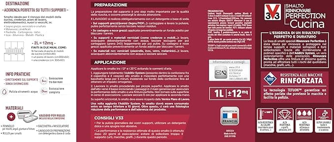 V33 - SMALTO RINNOVARE PERFECTION CUCINA 750ML GRIGIO CHIARO SATINATO in Vernice Stockdoc - Terni, commercioVirtuoso.it