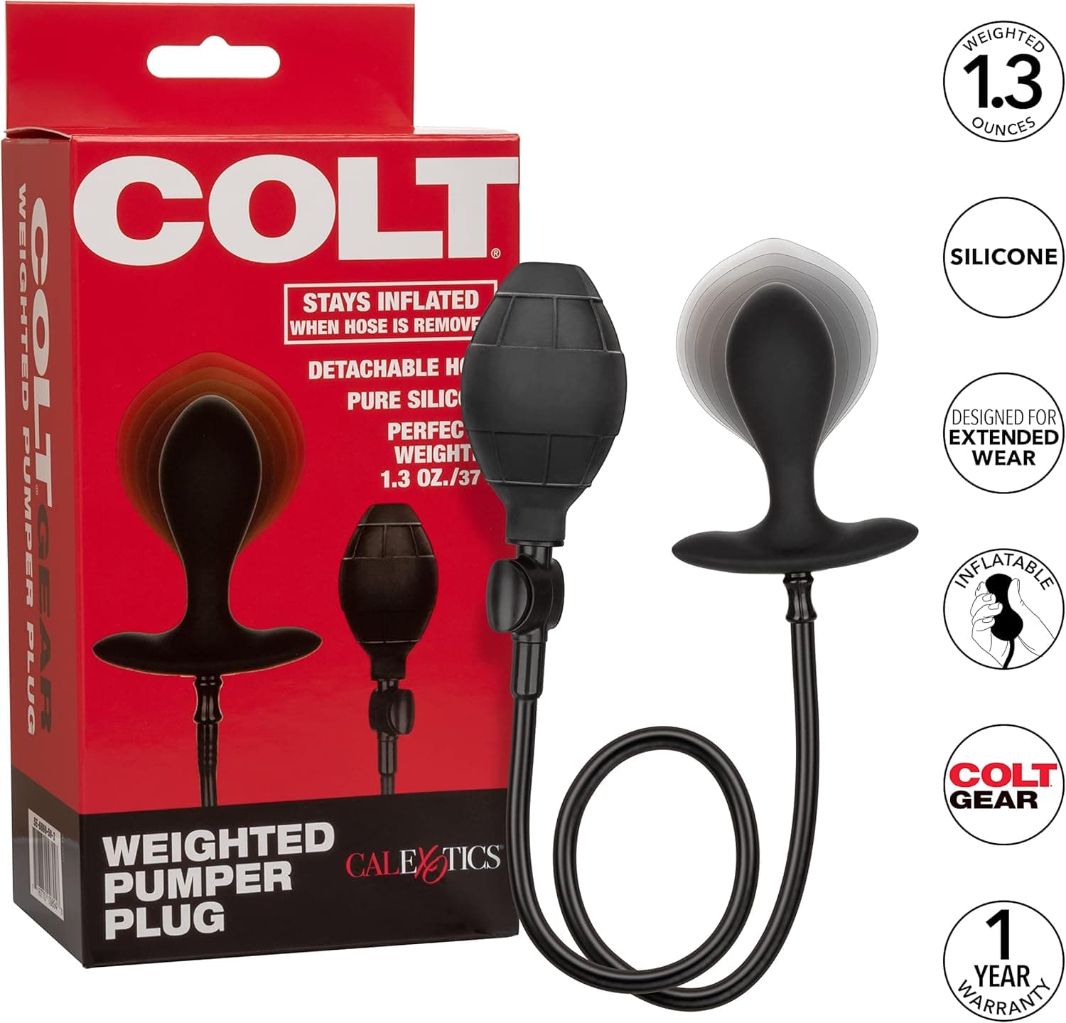 Plug anale gonfiabile pesante Colt silicone nero rimane gonfio anche senza tubo in prodotto Erosdom - Palmi, commercioVirtuoso.it